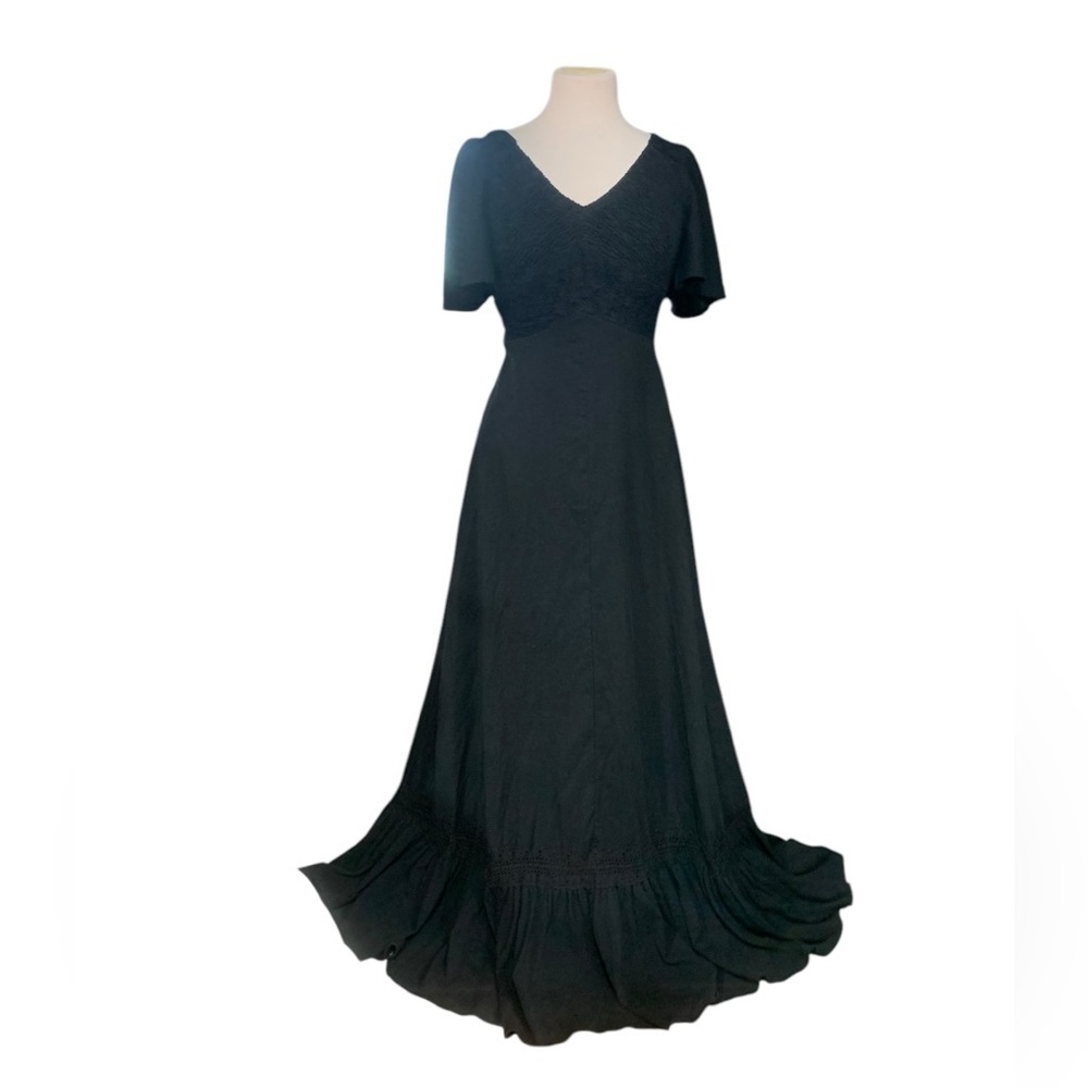 70’s era Witchy boho Black maxi dress by Rags By Kressandra vintage size 9